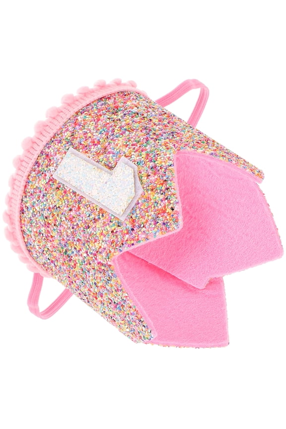 Birthday Crown Caps Hat Pink Non Woven Fabric Birthday Accessories for Kids 1Pack