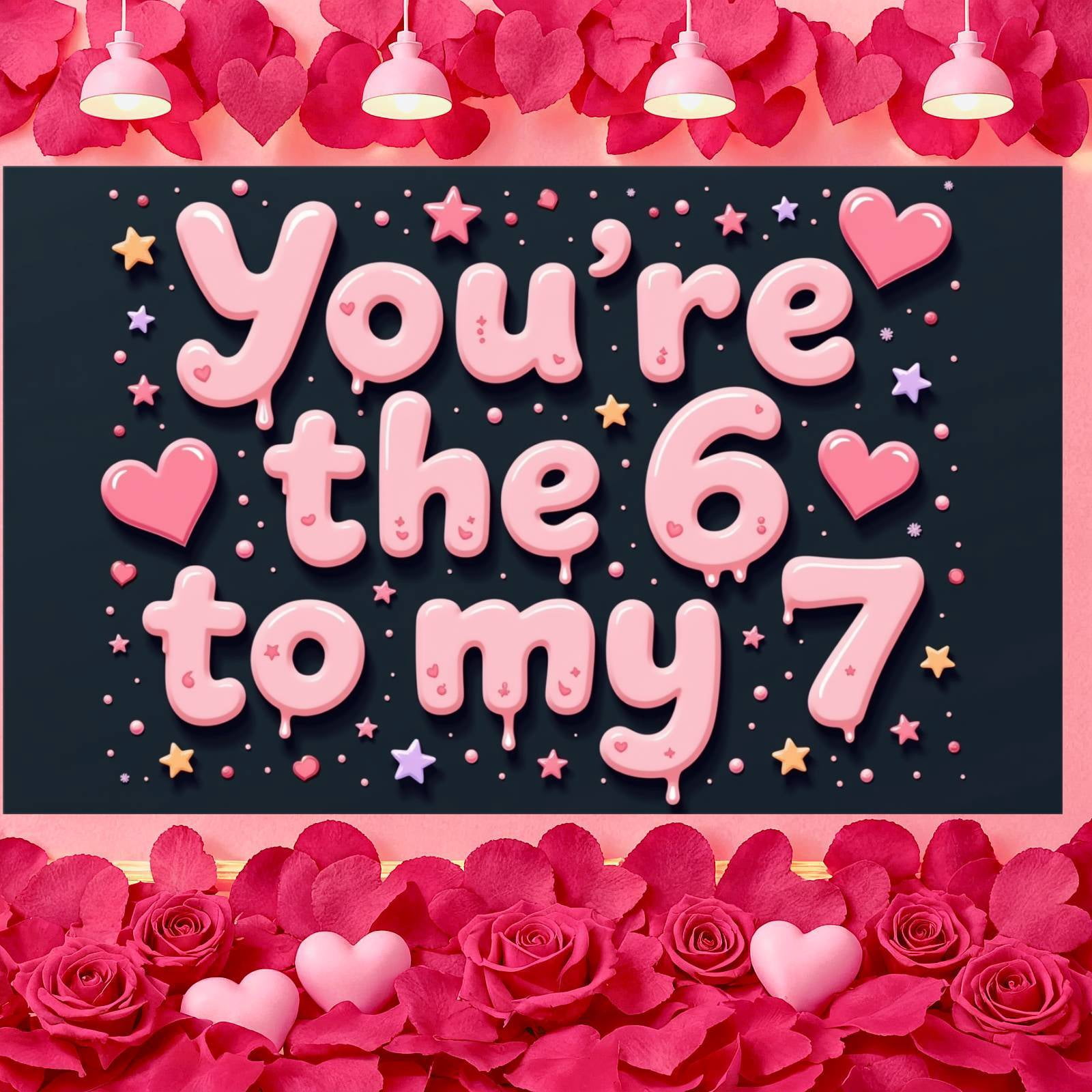 Pink Theme You're the 6 to my 7 Banner Heart Design Celebration Display ...