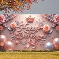 thumbnail image 1 of Pink Theme  Banner Floral Design Birthday Celebration Display Royal Crown Shiny Lettering Princess Birthday Backdrop for Birthday Party Princess Celebration Girls' Birthday, 1 of 8