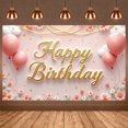 thumbnail image 1 of Pink Theme Banner Gold Glitter Pink Birthday Backdrop Floral Decoration Pink Balloons Floral Birthday Background for Birthday Party Girls' Celebration Photo Backdrop, 1 of 9