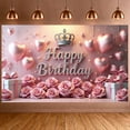 thumbnail image 1 of Pink Theme Banner Royal Crown Princess Backdrop Pink Roses Sparkling Letters Glamorous Party Backdrop for Birthday Party Girls' Birthday Indoor Decoration, 1 of 9