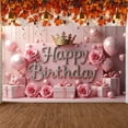 thumbnail image 1 of Pink Theme Banner Royal Crown Princess Backdrop Pink Roses Sparkling Letters Glamorous Party Backdrop for Birthday Party Girls' Birthday Indoor Decoration, 1 of 9