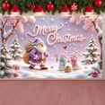 thumbnail image 1 of Pink Theme Christmas Banner Cute Merry Christmas Banner Santa Claus Design Snowman Pattern Holiday Banner for Christmas Party Indoor Decoration Home Celebration, 1 of 9