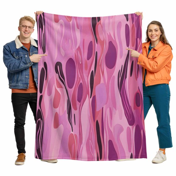Pink Theme Flannel Blanket for Bed,Travel and Camping, Abstract Art Super Soft Cozy Blanket for All Seasons 50"x60"