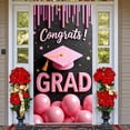 thumbnail image 1 of Pink Theme Graduation Banner Gold Decorative Grad Party Backdrop Pink Balloons Golden Stars Graduation Background for Graduation Party Graduation Ceremony Grad Photo Shoot, 1 of 9