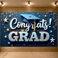 thumbnail image 1 of Pink Theme Graduation Banner Graduation Cap Design Congrats Display Pink Balloons Gold Stars Grad Backdrop for Graduation Party College Graduation Graduation Photo Shoot, 1 of 9