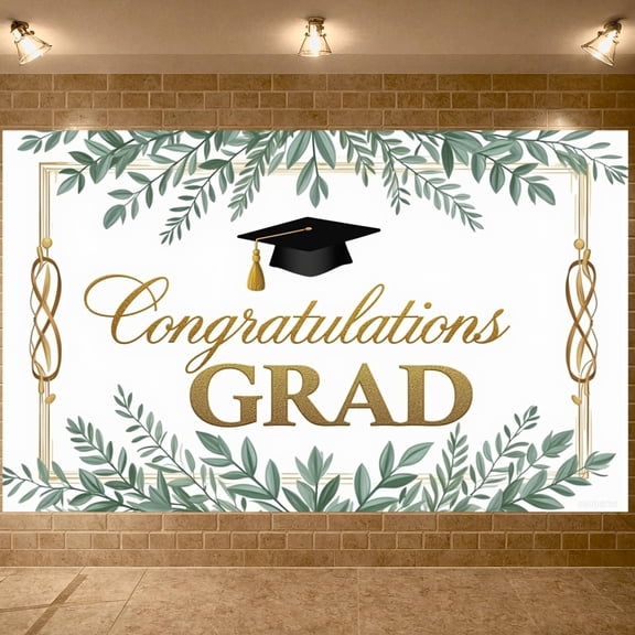 Pink Theme Graduation Banner Graduation Cap Design Grad Party Display Balloon Decoration Floral Ornament Graduation Backdrop for Graduation Ceremony Class of 2026 Party Graduation Photo Shoot