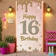 thumbnail image 1 of Pink Theme Happy 16th Birthday Banner Gold Glitter Sweet 16 Banner Decor Star Pattern 16th Birthday Party Banner for Sweet 16 Party Teen Birthday Celebration Girls Party, 1 of 7