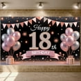 thumbnail image 1 of Pink Theme Happy 18th Banner Gold Sparkle 18th Birthday Display Balloon Decor Gift Box Design Birthday Backdrop for 18th Birthday Party Adult Celebration Sweet 18 Event, 1 of 9