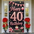 thumbnail image 1 of Pink Theme Happy 40th Birthday Banner Glitter Design 40th Birthday Display Floral Decor Balloon Birthday Celebration Backdrop for 40th Birthday Party Women's Birthday Indoor Celebration, 1 of 9