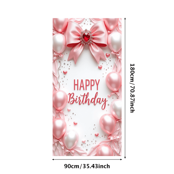 Pink Theme Happy Birthday Banner Decorative Balloons Event Decoration for Birthday Party Celebration Indoor Decoration Kids Party