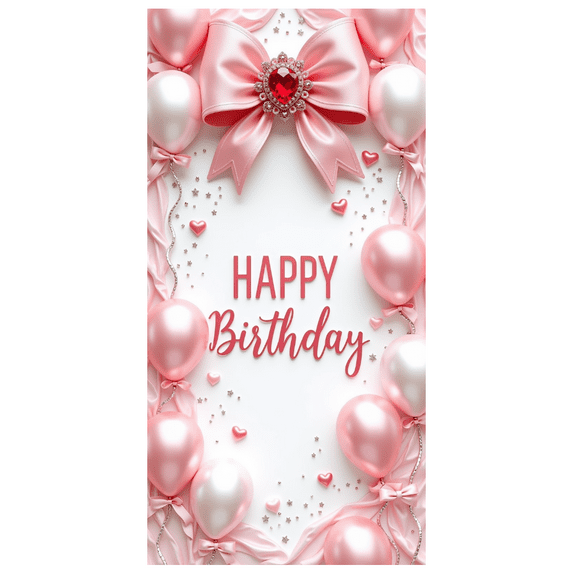 Pink Theme Happy Birthday Banner Decorative Balloons Event Decoration for Birthday Party Celebration Indoor Decoration Kids Party
