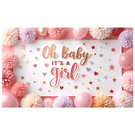 Pink Theme Newborn Banner Decorative Design Baby Shower Event Banner for Baby Celebration Gender Reveal Indoor Decoration