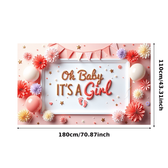 Pink Theme Newborn Banner Decorative Design Baby Shower Event Banner for Baby Celebration Gender Reveal Indoor Decoration