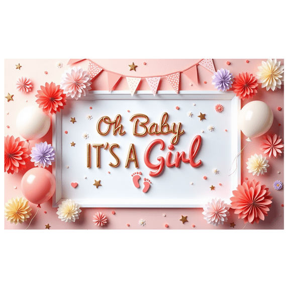 Pink Theme Newborn Banner Decorative Design Baby Shower Event Banner for Baby Celebration Gender Reveal Indoor Decoration