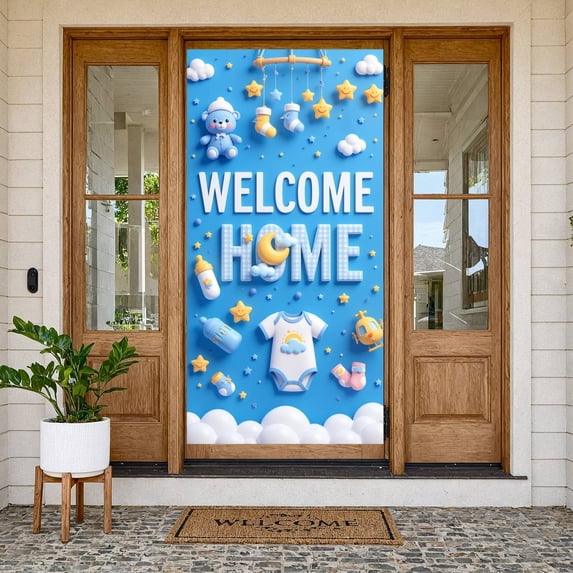 Pink Theme Welcome Home Banner Heart Pattern Baby Welcome Display Elephant Design Bow Decoration Newborn Backdrop for Newborn Welcome Baby Homecoming Baby Shower