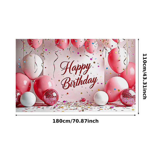 Pink Themed Happy Birthday Banner Backdrop Background Party Decors for Birthday Party Celebrations Photography Props Photo Booth Decorations