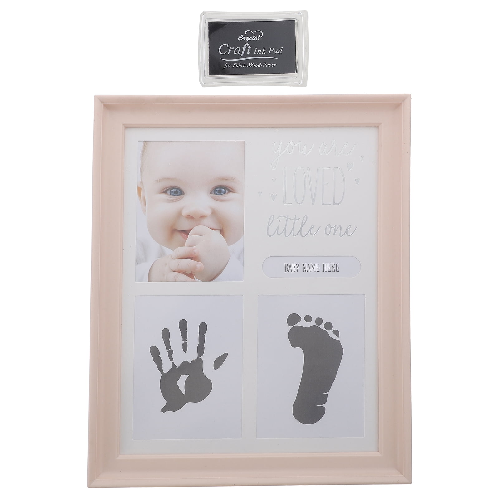 Guichaokj Pink Thick Cardboard Backboard Hand Foot Inkpad Photo Frame Souvenir Baby Newborn