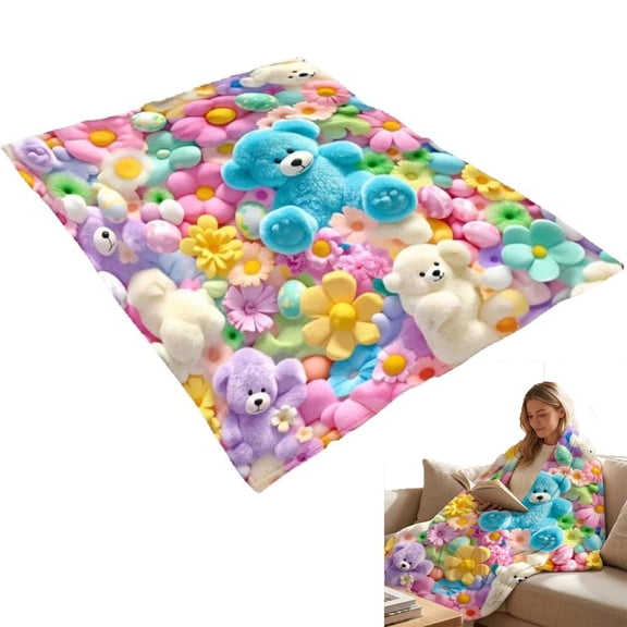 Pink Throw Blanket, Cute Plush 3D Throw Blanket, Raised 3d Plush Texture Adds Soft Tactile Comfort and Visual Dimension Breathable Plush Construction.(39.37 * 59.06in)