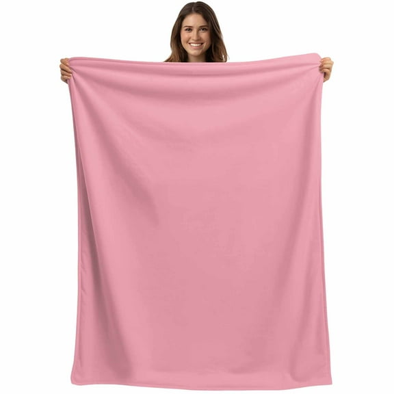 Pink Throw Blankets, Solid Color Soft Fleece Blanket Decorative for Home Sofa Couch Chair Living Bedroom, 50x60 inches,