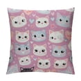 thumbnail image 1 of Pink Throw Pillow Case Covers with Cute Cats Pattern for Girls Women, Decorative Square Cushion Cover Pillowcase for Kids Adults Room Sofa Bed Car, 1 of 5