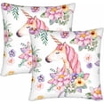 thumbnail image 1 of Pink Throw Pillow Cover Set of 2 Cases Watercolor Flower Blue Leaf Cosplay Outdoor Decor Pillowcase Home Square 18x18 Inch Pillow Slip, 1 of 6