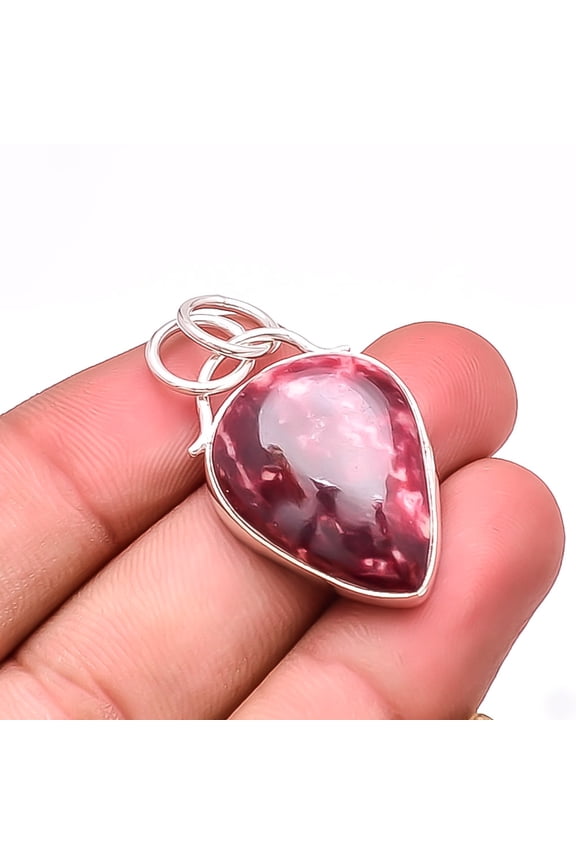 Pink Thulite - Norway Designer Handmade 925 Sterling Silver Pendant 1.56" Sku6, Lavender Pendant, Natural Gemstone Pendant