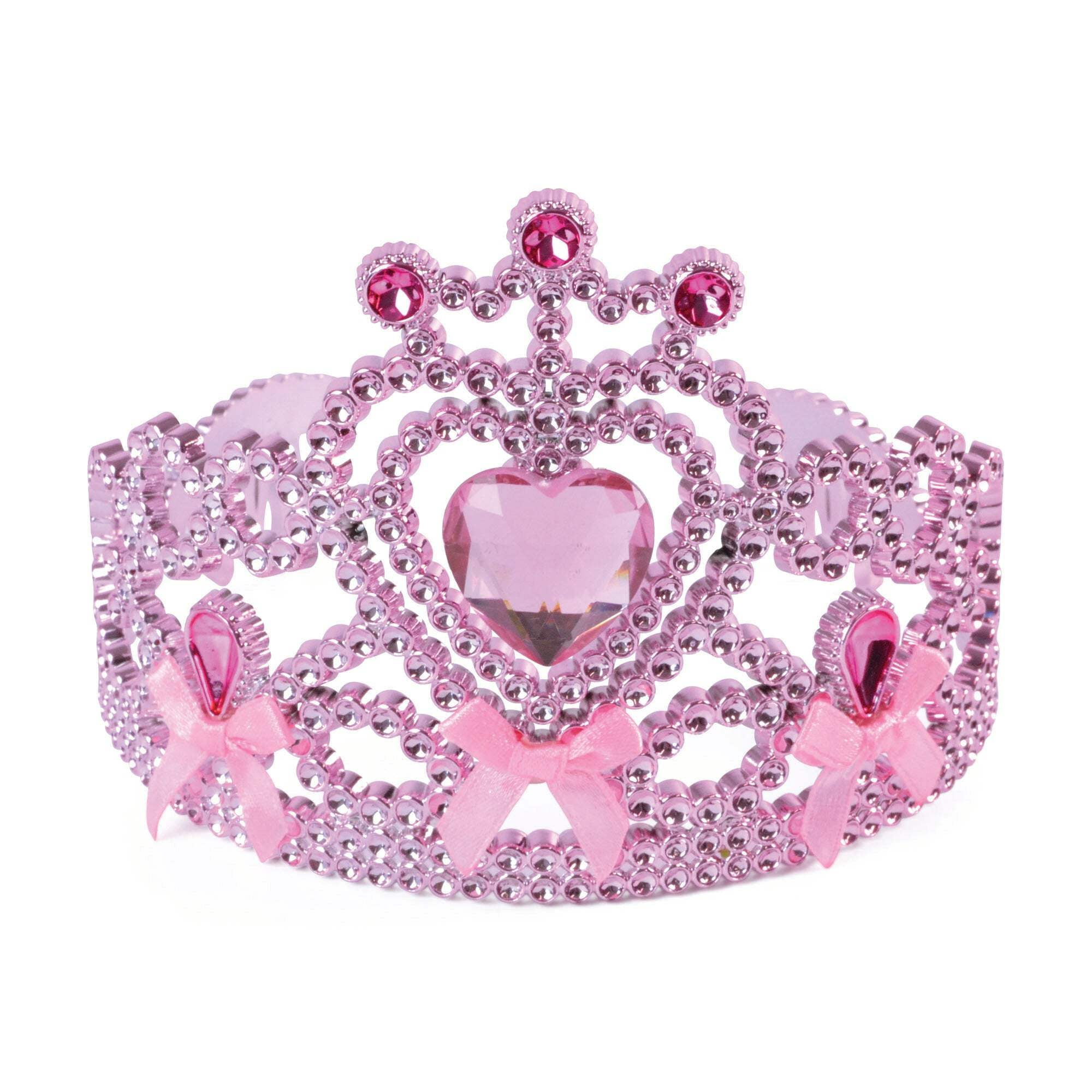 Pink Tiara with Ribbon Bow Ties Crown Costume Accessory Pink Tiara with Ribbon Bow Ties Crown Costume Accessory