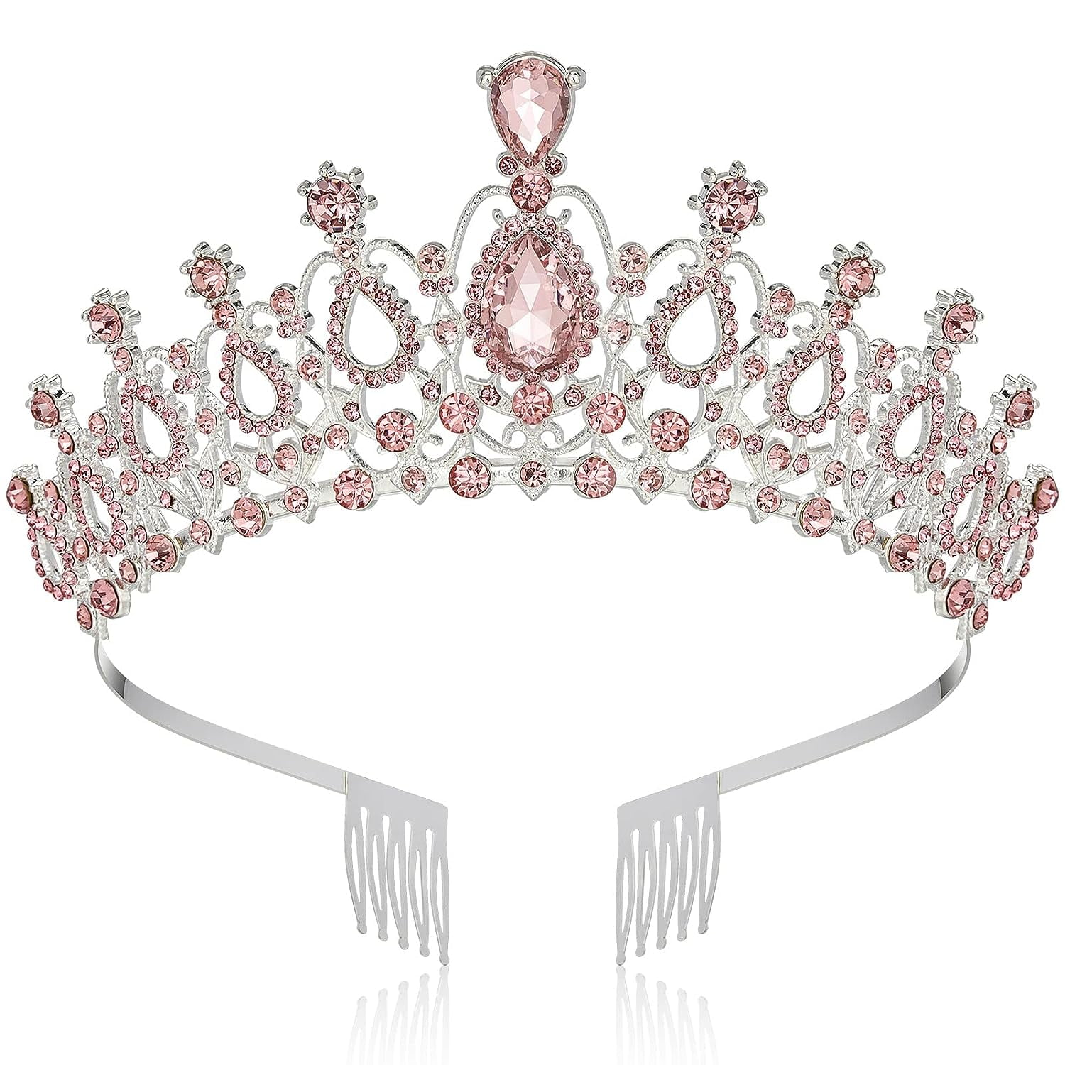 Pink Tiaras and Crowns for Women Girls Crystal Princess Crown with