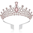 thumbnail image 1 of Pink Tiaras and Crowns for Women Girls Crystal Princess Crown with Combs Elegant Queen Tiara Hair Accessories for Birthday Wedding Prom Pageant Halloween Christmas Cosplay, 1 of 7