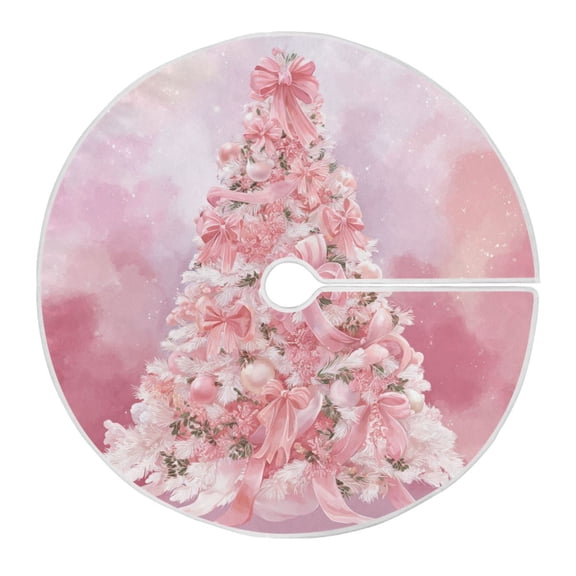Pink Tie Dye Dreamy Christmas Tree Bows Christmas Tree Skirt Opening Design Floor Protection Holiday Decor 47.2" Diameter M