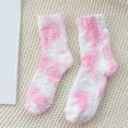 thumbnail image 1 of Pink Tie Dye Fuzzy Socks for Women - Ultra Soft Cozy Fluffy Crew Socks, Warm Plush Lounge House Socks One Size,Size Free Size, 1 of 2