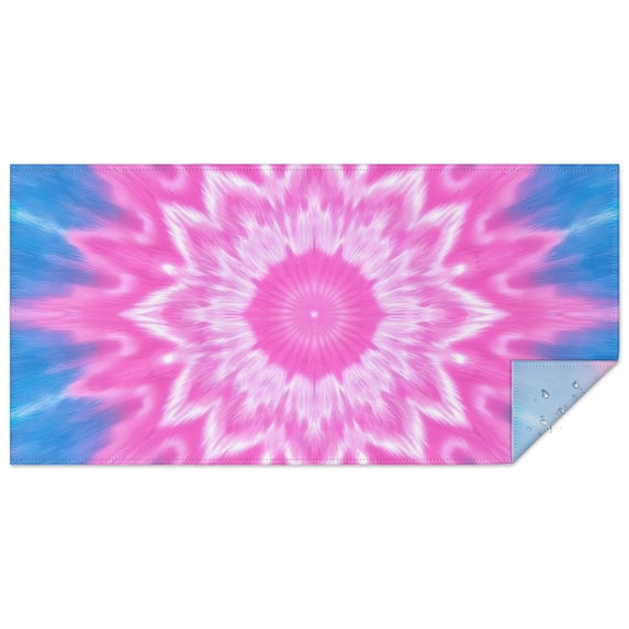 Pink Tie Dye Lotus Pattern Rectangle Tablecloth 60"x120",Waterproof Polyester Rectangle Table Cloth, Wipeable Spillproof Polyester Tablecloth for Dining, Camping, Indoor and Outdoor