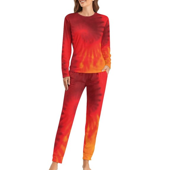 Pink Tie Dye Pajamas Women Colorful Art Print Cute Sleepwear Spring Two Piece Leisure Oversize Pajama Sets