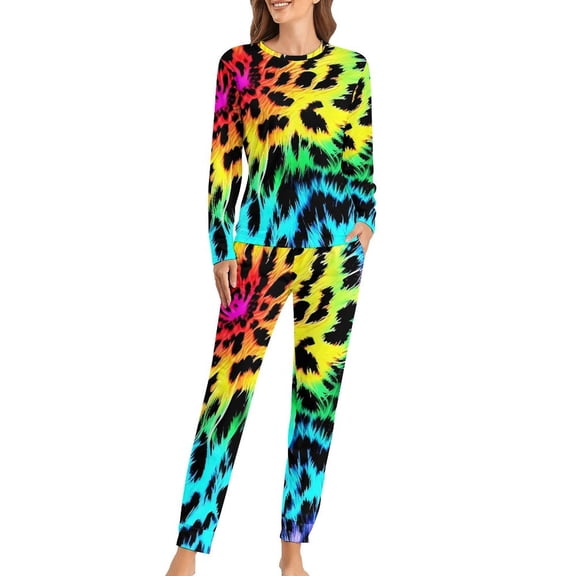 Pink Tie Dye Pajamas Women Colorful Art Print Cute Sleepwear Spring Two Piece Leisure Oversize Pajama Sets
