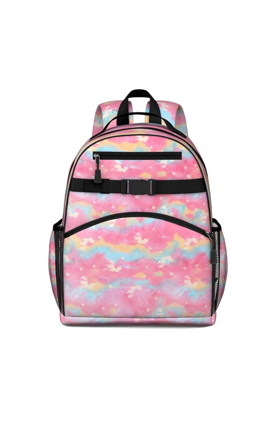 Pink Tie Dye Pattern Backpack for School,Cute School Bag,Schoolbag with Adjustable Shoulder Straps & Padded Back,15.25"x11.5"x5.25"
