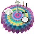thumbnail image 1 of Pink Tie Dye Petal Mandala Pattern Round Tablecloth 60"x60",Wrinkle Wipeable Table Cloth for Kitchen Dining Room Picnic Patio Party, 1 of 6