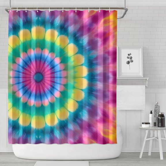 Pink Tie Dye Petal Mandala Pattern Shower Curtain 84"x72" ,Bathroom Decorative Shower Curtains Set with 12 Hooks,Modern Waterproof Washable Shower Curtain