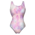 thumbnail image 1 of Pink Tie Dye Swimsuit Sexy Colorful Art Print One Piece Swimwear Push Up Bodysuit Stylish Holiday Pool Bathing Suit, 1 of 6