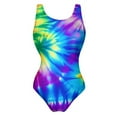 thumbnail image 1 of Pink Tie Dye Swimsuit Sexy Colorful Art Print One Piece Swimwear Push Up Bodysuit Stylish Holiday Pool Bathing Suit, 1 of 7