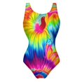 thumbnail image 1 of Pink Tie Dye Swimsuit Sexy Colorful Art Print One Piece Swimwear Push Up Bodysuit Stylish Holiday Pool Bathing Suit, 1 of 7