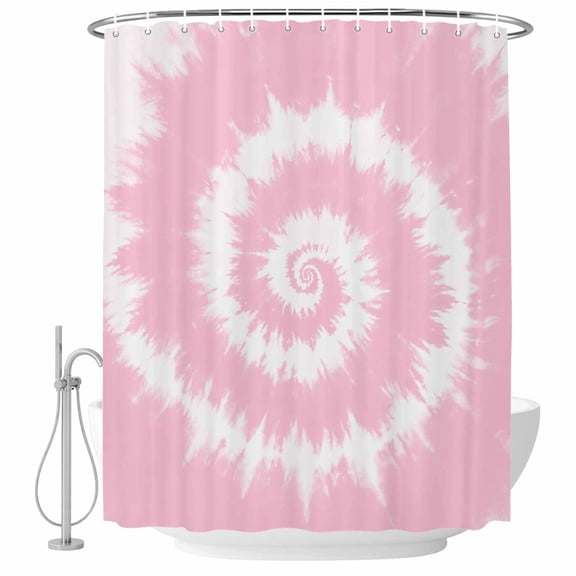 Pink Tie-dye Bathroom Shower Curtains with Hooks, Chinese Style Abstract Ethnic Waterproof Fabric Washable Shower Curtain for Home Hotel Bathtub Decor 36x72 Inch