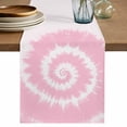 thumbnail image 1 of Pink Tie-dye Table Runner, Chinese Style Abstract Ethnic Cotton Linen Kitchen Table Decoration Washable Dining Tabletop Runners for Home Party Decor 13x36 Inches, 1 of 9