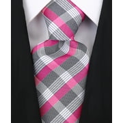 Pink Tie for Men | Plaid Necktie Pink and Gray Striped Ties | Corbatas Para Hombre Elegantes | Scott Allan Pink Tie for Him