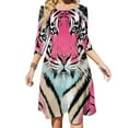 thumbnail image 1 of Pink Tiger Stylish Vibrant Art Flare Dress Square Neck Dress Elegant Female Fashion Printed Dress, 1 of 9