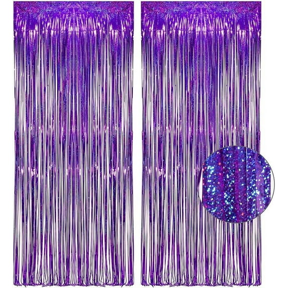 Pink Tinsel Curtain Party Backdrop - GREATRIL Foil Fringe Curtain Lilac Pink Party Streamers for Princess Bachelorette Euphoria Theme Party Decorations - 2 Packs