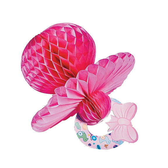 Pink Tissue Paper Baby Pacifier (3Pc) - Party Decor - 3 Pieces