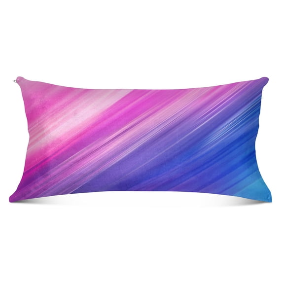 Pink To Blue Gradient Color Plush Pillow Cases Body Size Ultra Soft Warm Pillowcases with Zipper 20"x54"