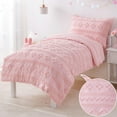 thumbnail image 1 of Pink Toddler Bedding Set for Girls 4-Piece Boho Tufted Toddler Comforter Set Jacquard Tufts Bed-in-a-Bag Crib Toddler Bed Sheet Set for Kids with Comforter, Flat Sheet, Fitted Sheet, Pillowcase, 1 of 9