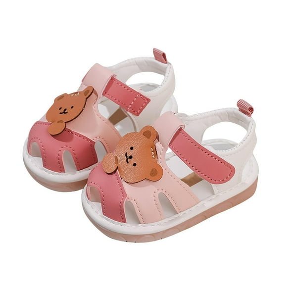 Pink Toddlers Footwear With A Squeaker And Durable Rubber Sole, Suitable For Outdoor Play And Learning To Walk